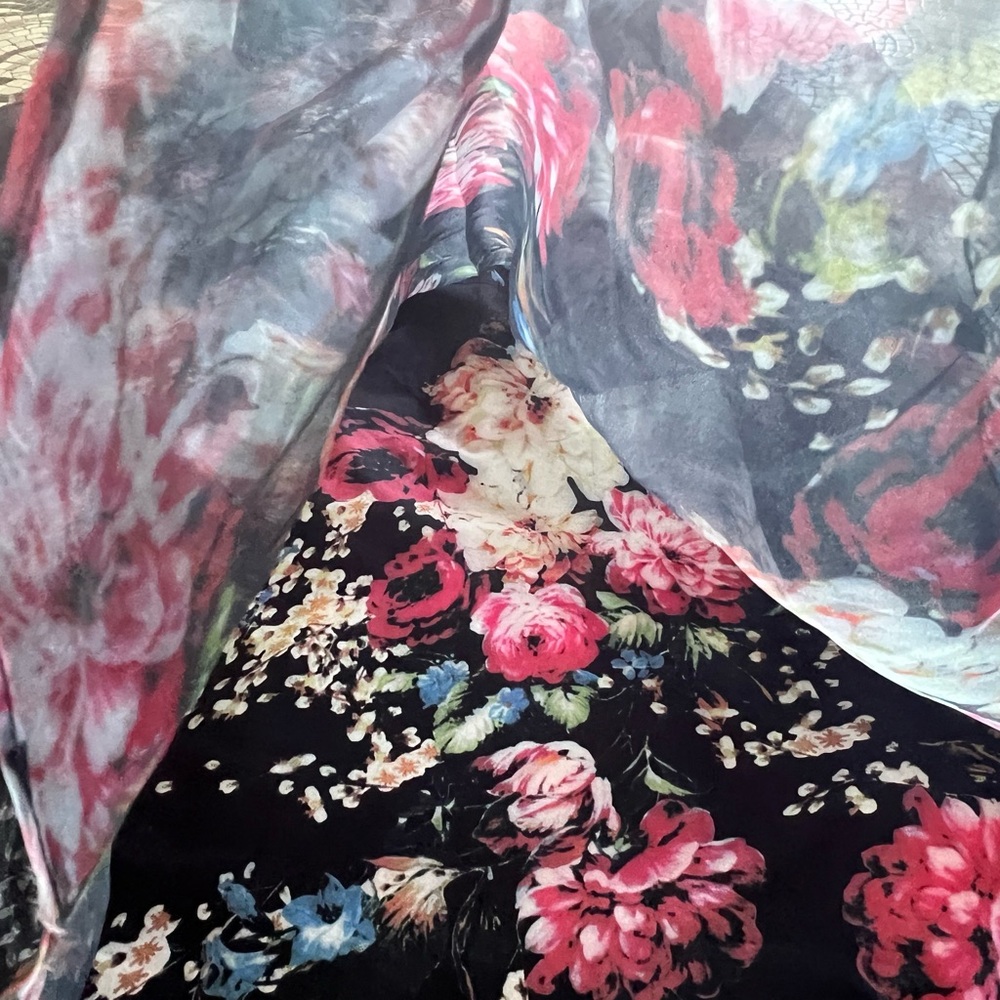 NWT $995 Rene Ruiz Collection Floral Gown Black Pink Sz 4 Gala Prom Wedding - Picture 9 of 16